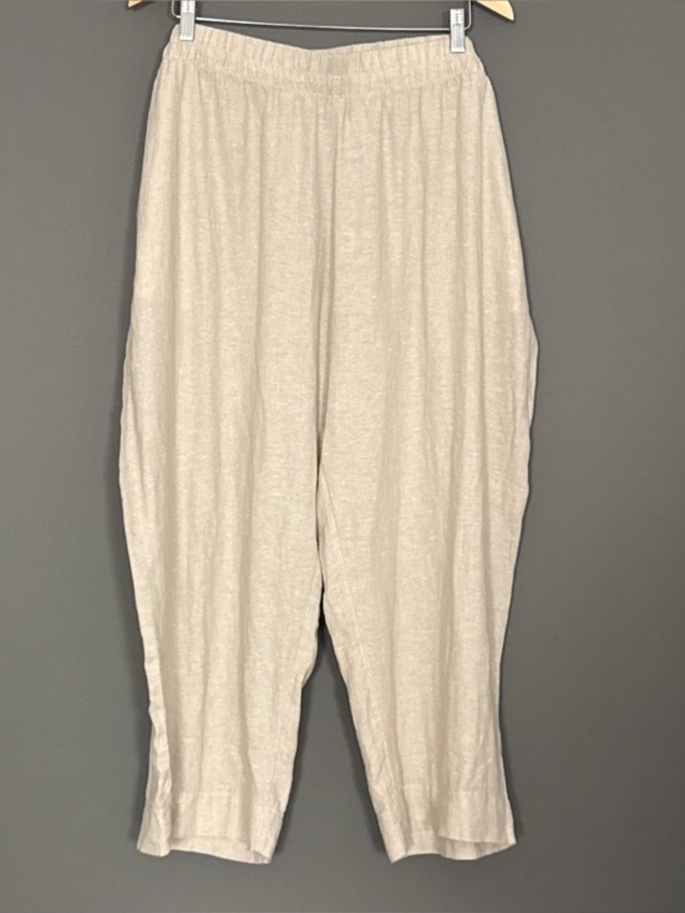 GAP Linen Blend Cropped Pull On Pants Women’s XXL Oatmeal Beige Lagenlook